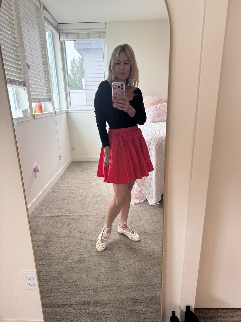 Free People Bright Red Circle Skirt